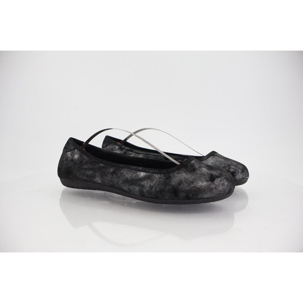 Taos Rascal Ballet Flats Women's 9.5 Black Metallic Leather Slip On Casual